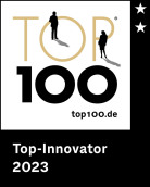 The "TOP 100" seal of the "Top Innovator 2023" organizer.