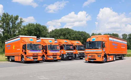 A tarpaulin low loader from Rüdinger. It is a drawing and there are different values indicated.